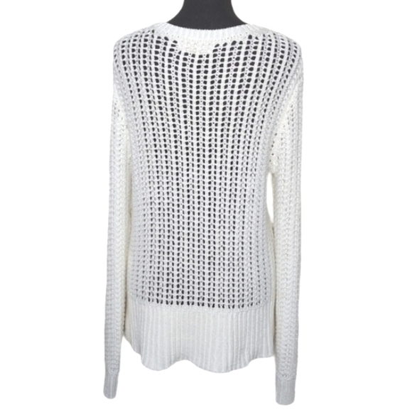 MMK Michael Kors Women XL Vanilla Girl Boxy Beachy Open Knit Sweater - Picture 4 of 7